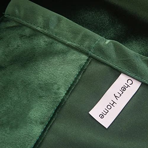 Cherry Home Velvet Curtains Set of 2 Dark-Green | Blackout Panels for Home Theater & Bedroom thumbnail 7