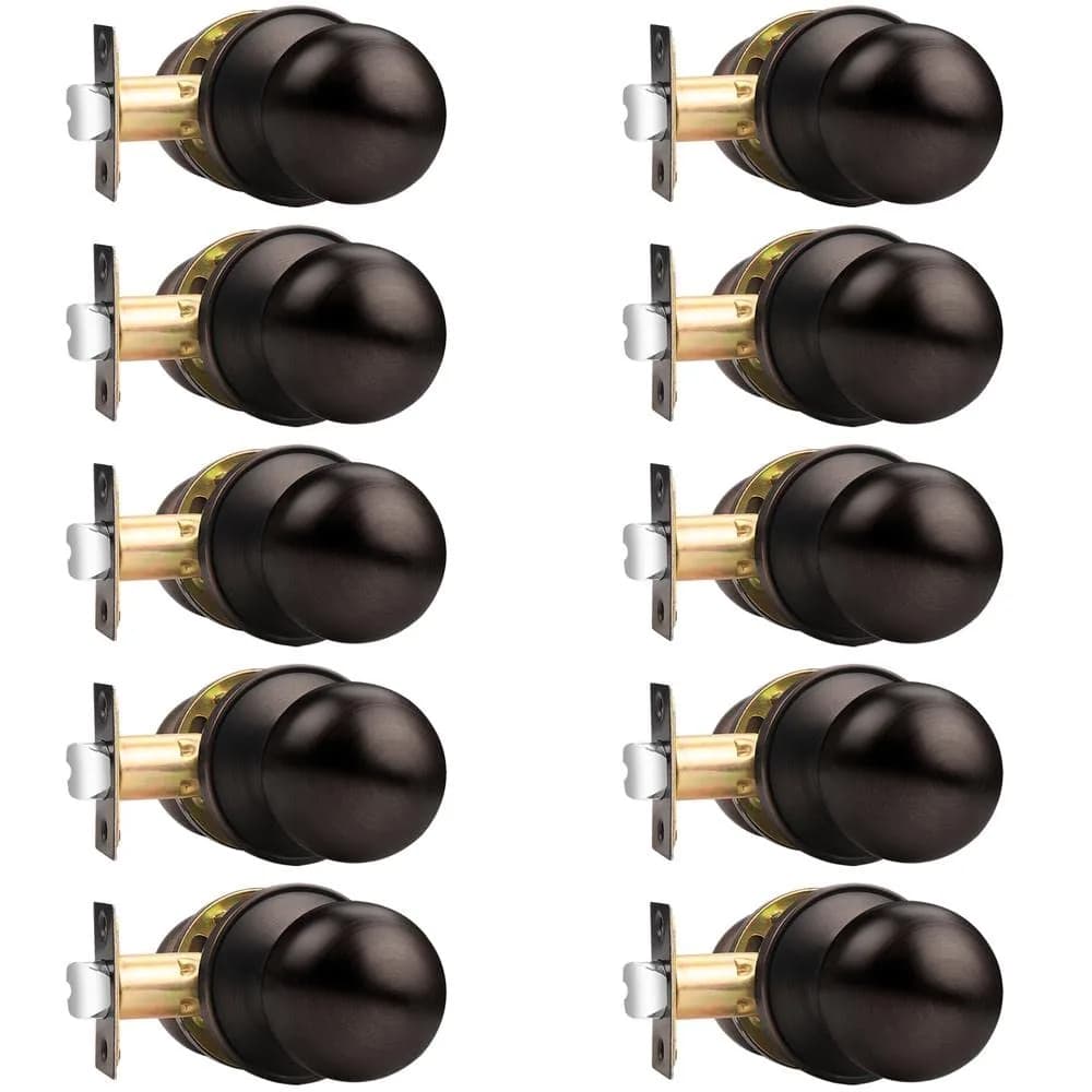Probrico Passage Door Knobs 10 Pack Oil Rubbed Bronze | Interior Hall Closet Door Hardware — Oil Rubbed Bronze