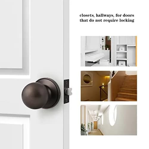 Probrico Passage Door Knobs 10 Pack Oil Rubbed Bronze | Interior Hall Closet Door Hardware thumbnail 4