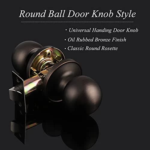 Probrico Passage Door Knobs 10 Pack Oil Rubbed Bronze | Interior Hall Closet Door Hardware thumbnail 5