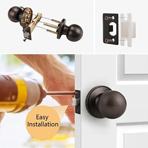 Probrico Passage Door Knobs 10 Pack Oil Rubbed Bronze | Interior Hall Closet Door Hardware thumbnail 7