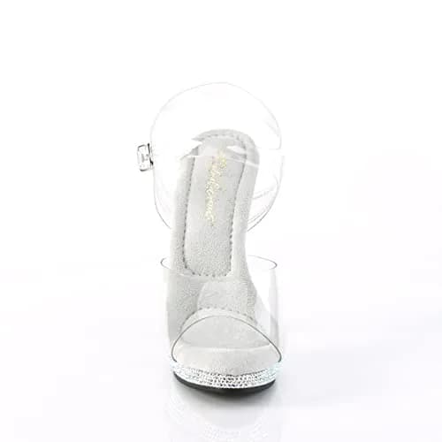 Fabulicious Lip-108DM Ankle-Strap Sandal 12 in Clear/Silver Multi Rs | 5" Heel, Platform & Rhinestones thumbnail 2