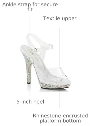 Fabulicious Lip-108DM Ankle-Strap Sandal 12 in Clear/Silver Multi Rs | 5" Heel, Platform & Rhinestones thumbnail 3