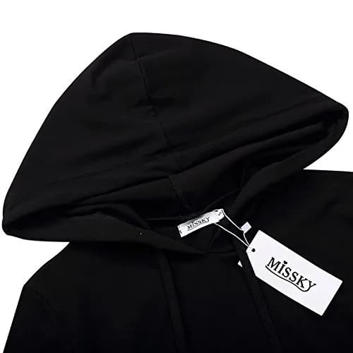 MISSKY 3/4 Long Sleeve Dresses for Women Pocket Black Sweatshirts for Women (S) | Casual Fashion thumbnail 4