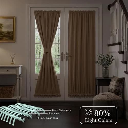 PONY DANCE French Door Curtain 25 W x 40 L | Blackout, UV Block, Tie Back Included thumbnail 3