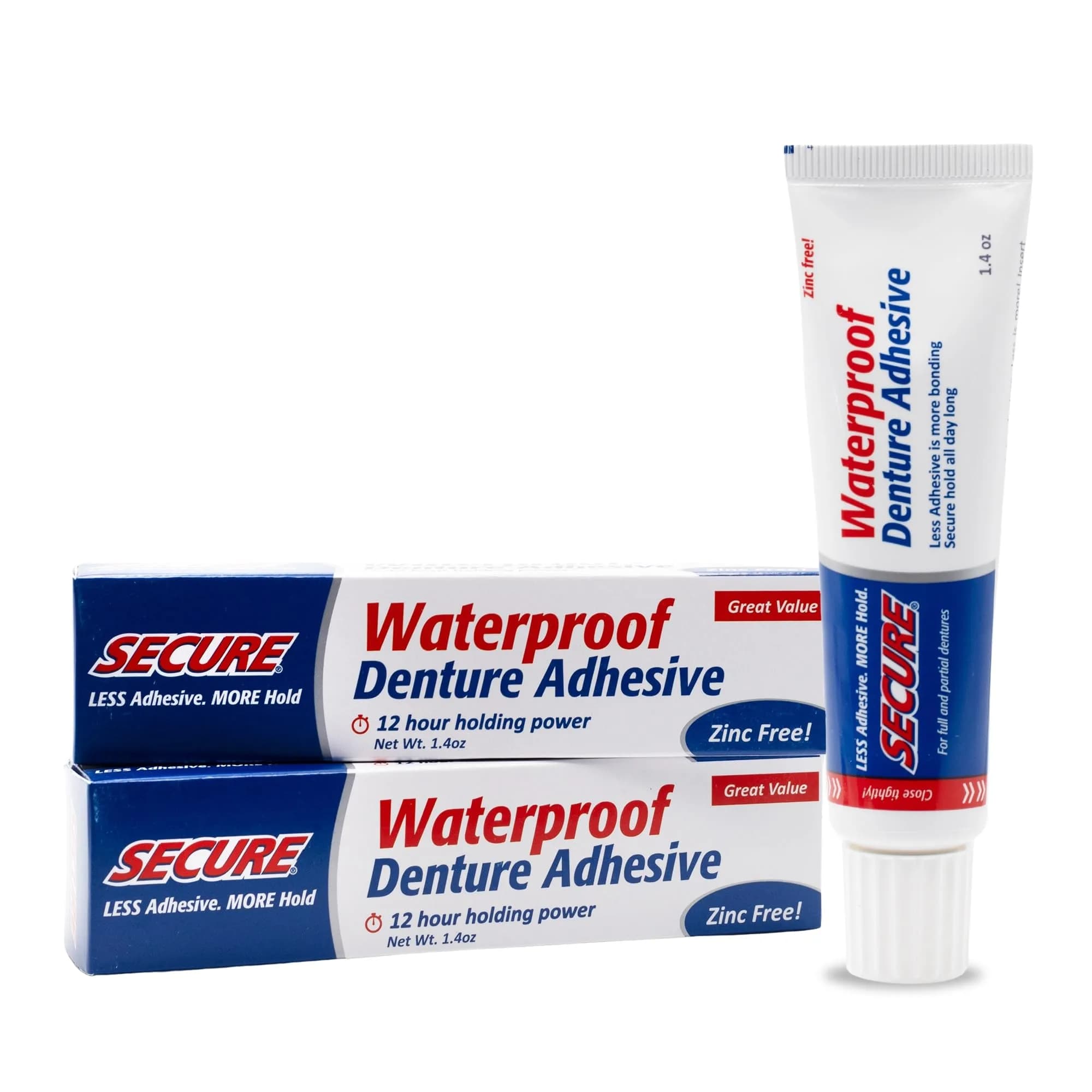Secure Regular Denture Adhesive Cream - 1.4 oz Tube, 2 Pack | Waterproof, Zinc-Free - main product image