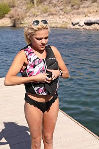 Airhead CAMO COOL Kwik-Dry Neolite Flex Life Jacket for Adults - USCG Approved Watersports Vest, Pink, Medium thumbnail 7