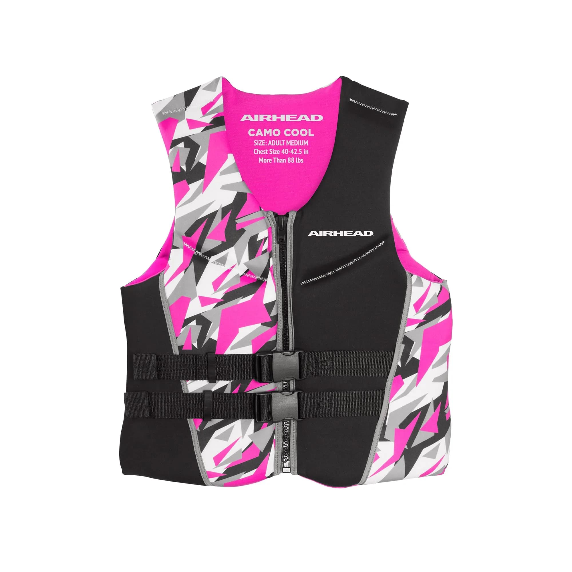 Airhead CAMO COOL Kwik-Dry Neolite Flex Life Jacket for Adults - USCG Approved Watersports Vest, Pink, Medium