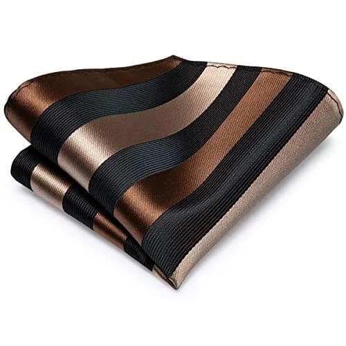 Hi-Tie Mens Plaids Striped Brown Ties Set 150cm | Elegant Silk Necktie for Men thumbnail 6