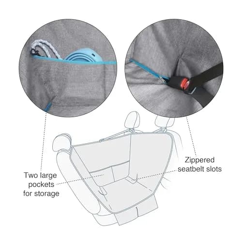 Kurgo Half Hammock Seat Cover, Heather Grey | Waterproof, Stain-Resistant, Universal Fit (27.5" Wide) thumbnail 3