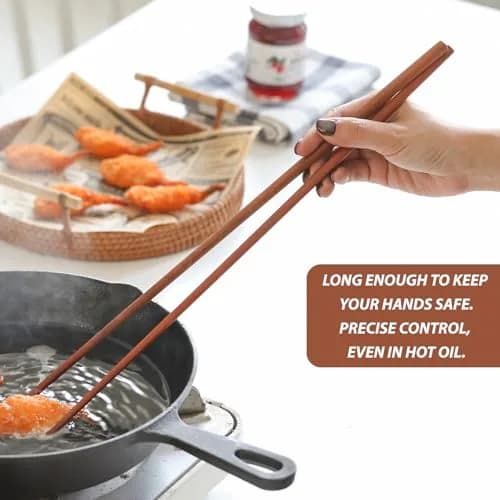 Donxote Extra Long Cooking Chopsticks 42cm (16.5 Inches) Ironwood | Set of 2 Pairs thumbnail 4