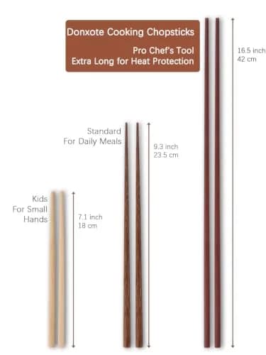 Donxote Extra Long Cooking Chopsticks 42cm (16.5 Inches) Ironwood | Set of 2 Pairs thumbnail 5