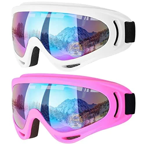 COOLOO Ski Goggles 2 Pack UV400 Impact-Resistant Snowboard & Ski Goggles for Men Women Kids thumbnail 1