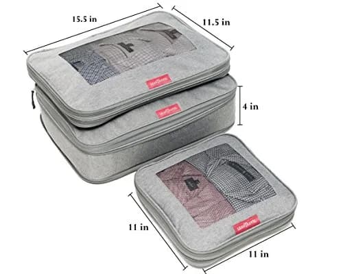 LeanTravel Premium Compression Packing Cubes 3-Pack Grey | Luggage Organizer Bags with Double Zipper & Breathable Mesh Panel thumbnail 8