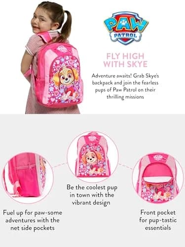 Paw Patrol Skye Backpack for Girls | Kids School Bags | Vibrant Pink & Multicolor thumbnail 4