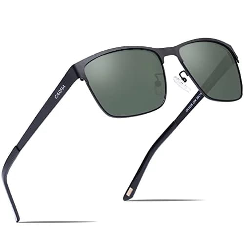 CARFIA Polarized Sunglasses for Men Spring Hinge Metal Frame CA5225 | Classic Square Design, UV400 & Shatterproof (70-120 chars) thumbnail 9