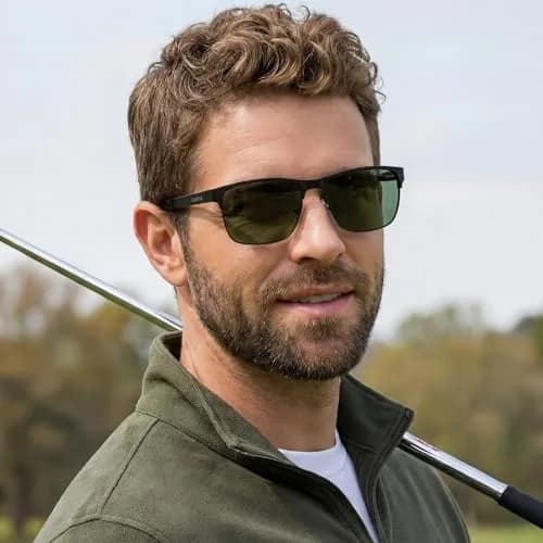 CARFIA Polarized Sunglasses for Men Spring Hinge Metal Frame CA5225 | Classic Square Design, UV400 & Shatterproof (70-120 chars) thumbnail 2