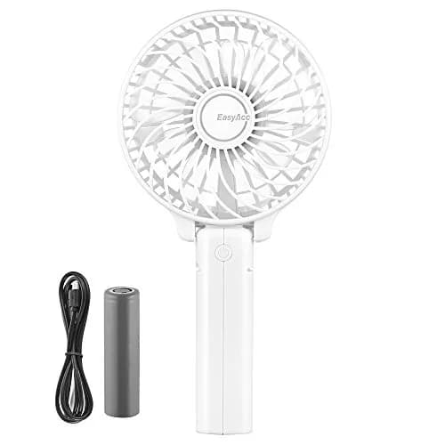EasyAcc Handheld Fan White 20.32 cm (8 inches) | Powerful Portable USB Fan with 3 Speeds & 10-Hour Battery thumbnail 4