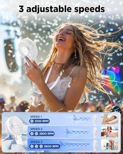 EasyAcc Handheld Fan White 20.32 cm (8 inches) | Powerful Portable USB Fan with 3 Speeds & 10-Hour Battery thumbnail 7
