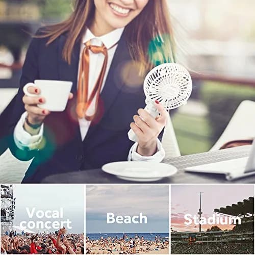 EasyAcc Handheld Fan White 20.32 cm (8 inches) | Powerful Portable USB Fan with 3 Speeds & 10-Hour Battery thumbnail 9
