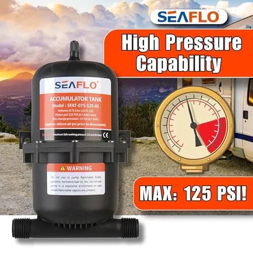 SEAFLO 0.75L (23.5 oz) Accumulator Tank | Reduces Pump Cycling & Smooths Flow for RV & Off-Grid thumbnail 6