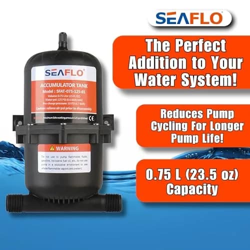 SEAFLO 0.75L (23.5 oz) Accumulator Tank | Reduces Pump Cycling & Smooths Flow for RV & Off-Grid thumbnail 4