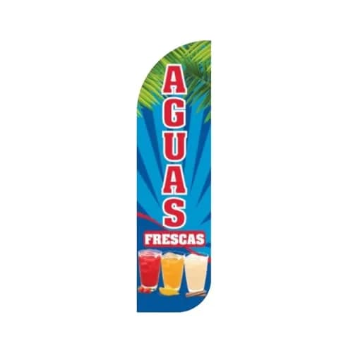 OnPoint Wares Aguas Frescas Feather Flag | Outdoor Advertising Sign for Mexican Drink Stands 11.5 ft x 3 ft Weatherproof Polyester thumbnail 1