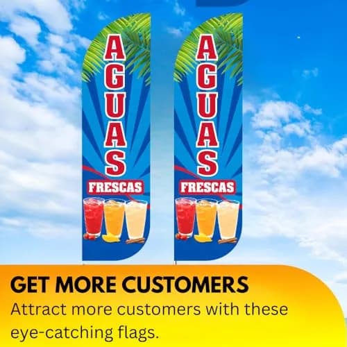 OnPoint Wares Aguas Frescas Feather Flag | Outdoor Advertising Sign for Mexican Drink Stands 11.5 ft x 3 ft Weatherproof Polyester thumbnail 4