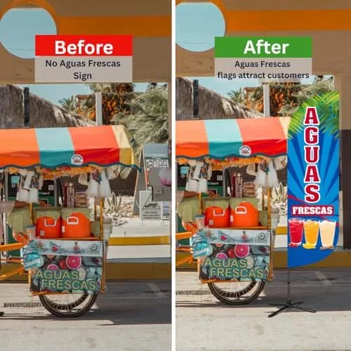 OnPoint Wares Aguas Frescas Feather Flag | Outdoor Advertising Sign for Mexican Drink Stands 11.5 ft x 3 ft Weatherproof Polyester thumbnail 6