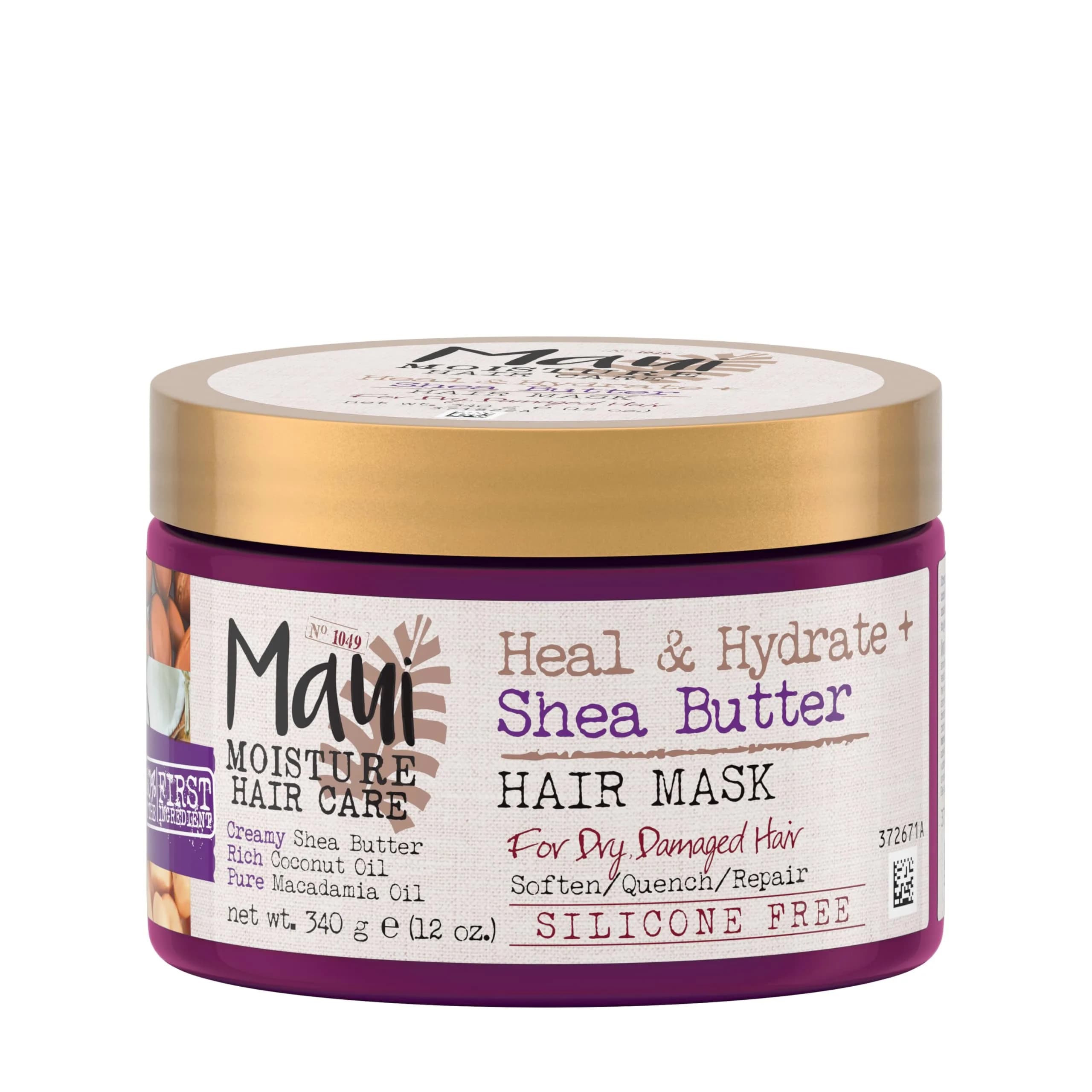 Maui Moisture Heal & Hydrate Shea Butter Hair Mask & Leave-In Conditioner 355ml (12 Ounce) | Vegan, Silicone & Sulfate-Free for Curls - main product image