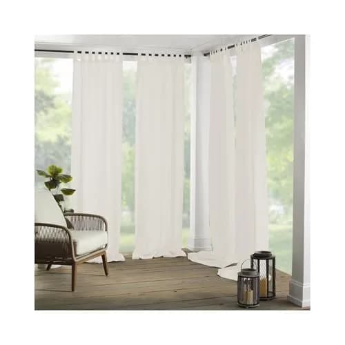 Elrene Matine Weatherproof Indoor/Outdoor Curtain Panel 52" x 84" Ivory | UV 50+ Water-Resistant Polyester thumbnail 1
