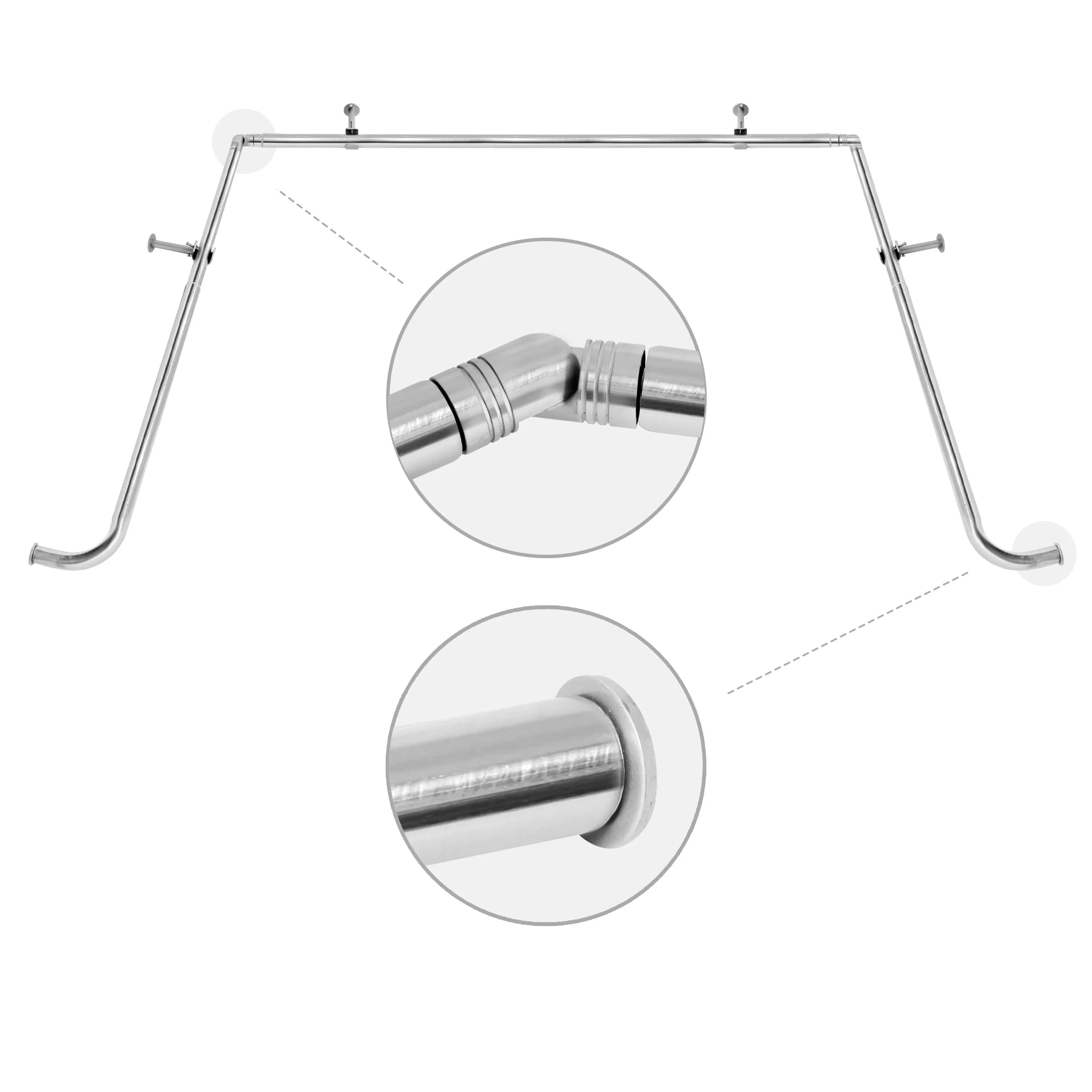 MERIVILLE 1-Inch Diameter Bay Window Curtain Rod Set for Bayview Windows, Satin Nickel Finish | Durable Metal Construction — Satin Nickel