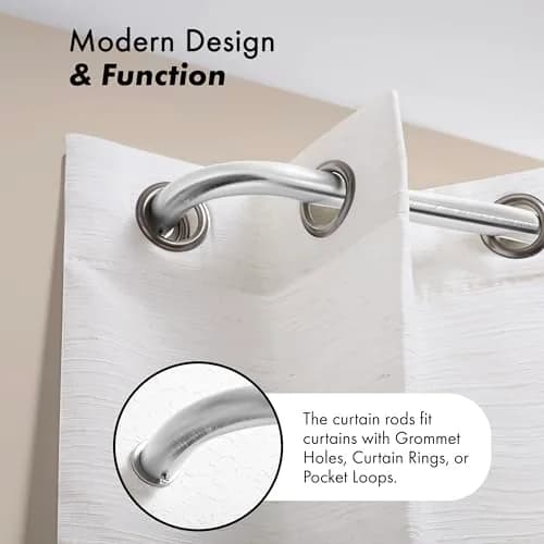 MERIVILLE 1-Inch Diameter Bay Window Curtain Rod Set for Bayview Windows, Satin Nickel Finish | Durable Metal Construction thumbnail 6