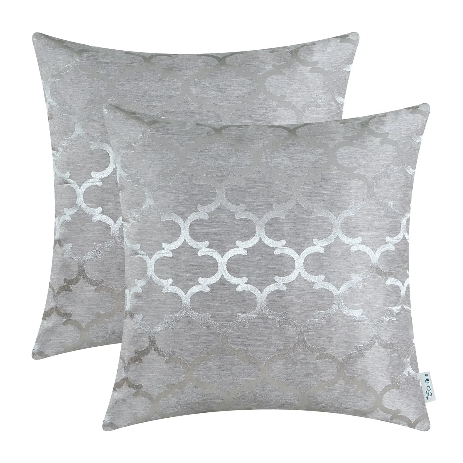 CaliTime Decorative Couch Throw Pillow Covers 18 x 18 Inches Silver Gray | Soft Faux Suede, Hidden Zipper, Set of 2