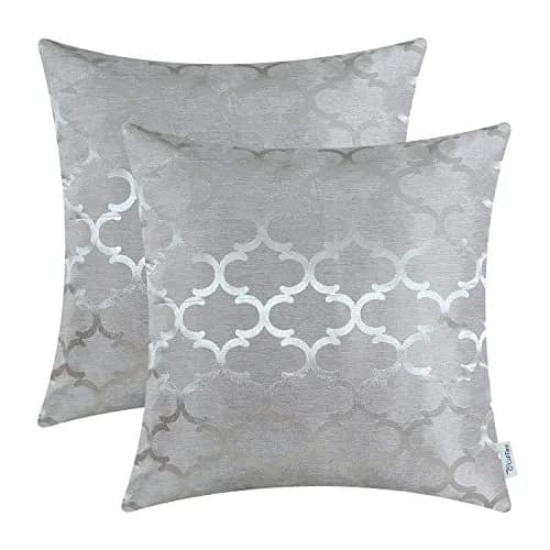 CaliTime Decorative Couch Throw Pillow Covers 18 x 18 Inches Silver Gray | Soft Faux Suede, Hidden Zipper, Set of 2 thumbnail 1
