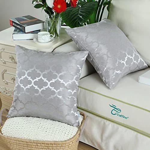 CaliTime Decorative Couch Throw Pillow Covers 18 x 18 Inches Silver Gray | Soft Faux Suede, Hidden Zipper, Set of 2 thumbnail 4