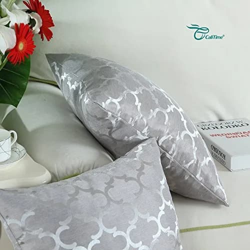 CaliTime Decorative Couch Throw Pillow Covers 18 x 18 Inches Silver Gray | Soft Faux Suede, Hidden Zipper, Set of 2 thumbnail 5