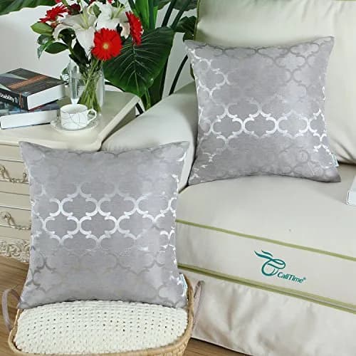 CaliTime Decorative Couch Throw Pillow Covers 18 x 18 Inches Silver Gray | Soft Faux Suede, Hidden Zipper, Set of 2 thumbnail 2