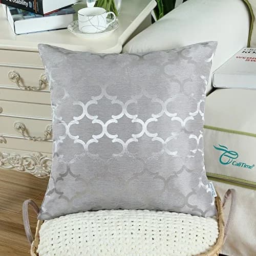 CaliTime Decorative Couch Throw Pillow Covers 18 x 18 Inches Silver Gray | Soft Faux Suede, Hidden Zipper, Set of 2 thumbnail 3