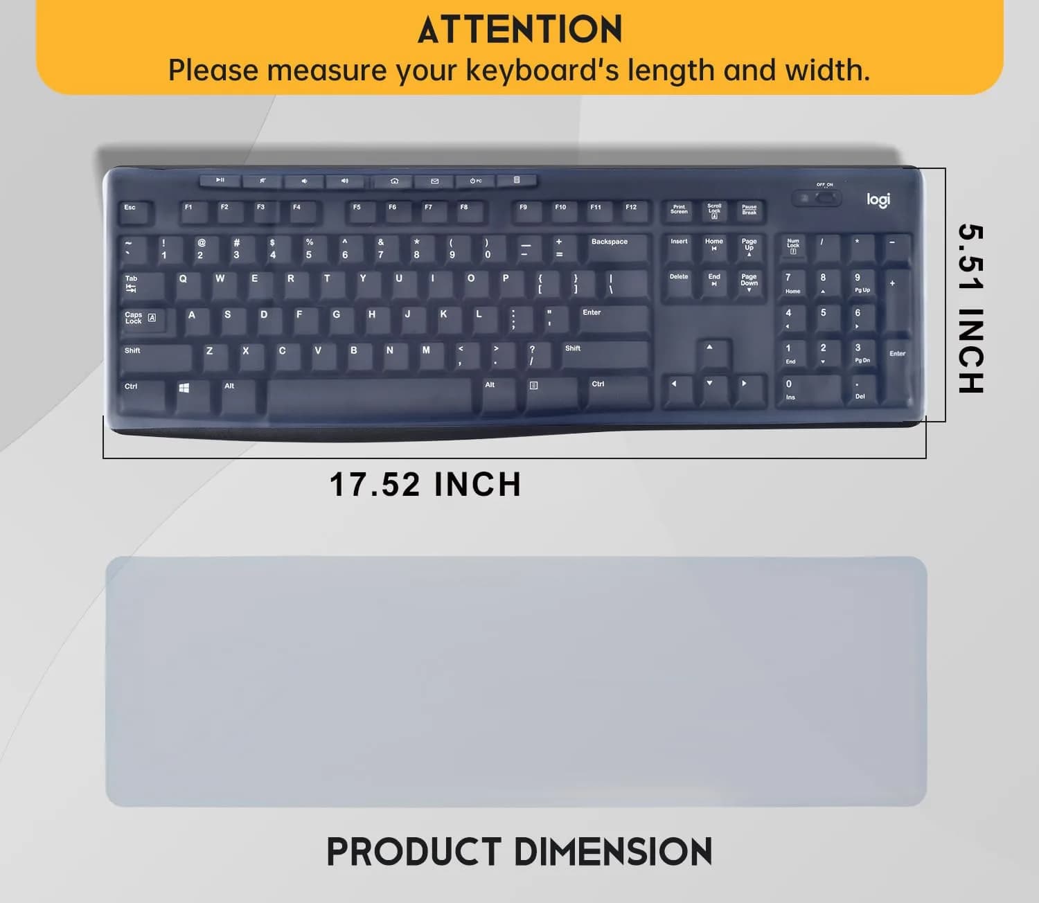 CaseBuy Universal Desktop Keyboard Protector Skin 44.5cm x 14cm | Protects Against Spills & Dust - view 2