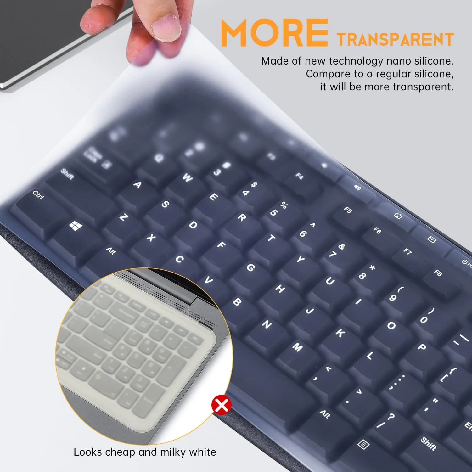 CaseBuy Universal Desktop Keyboard Protector Skin 44.5cm x 14cm | Protects Against Spills & Dust - view 3