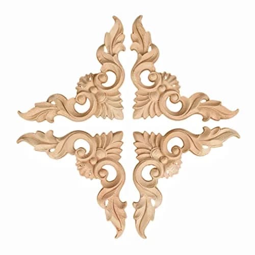 MUXSAM Wooden Carved Appliques Set of 4 | Vintage European Style Wall Decor (8-15cm) thumbnail 8