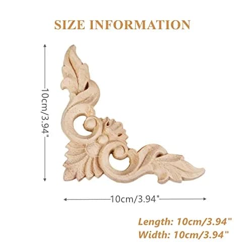 MUXSAM Wooden Carved Appliques Set of 4 | Vintage European Style Wall Decor (8-15cm) thumbnail 2