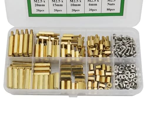 Raogoodcx M2.5 Brass Male Female Standoff Screw Kit 320 Pieces | Hexagonal Brass & Stainless Steel Fasteners thumbnail 4