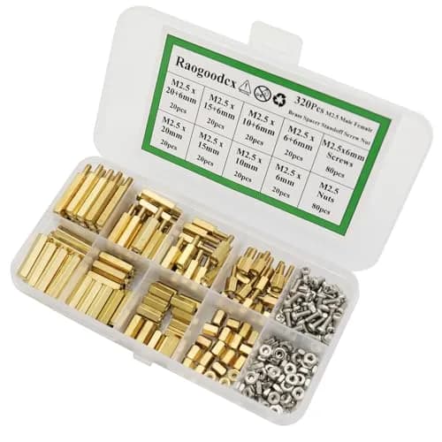Raogoodcx M2.5 Brass Male Female Standoff Screw Kit 320 Pieces | Hexagonal Brass & Stainless Steel Fasteners thumbnail 5