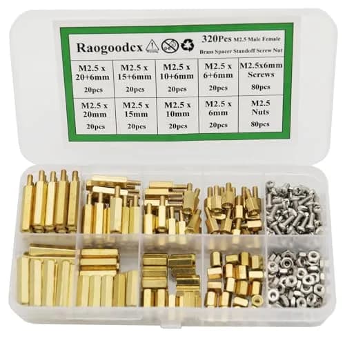 Raogoodcx M2.5 Brass Male Female Standoff Screw Kit 320 Pieces | Hexagonal Brass & Stainless Steel Fasteners thumbnail 6