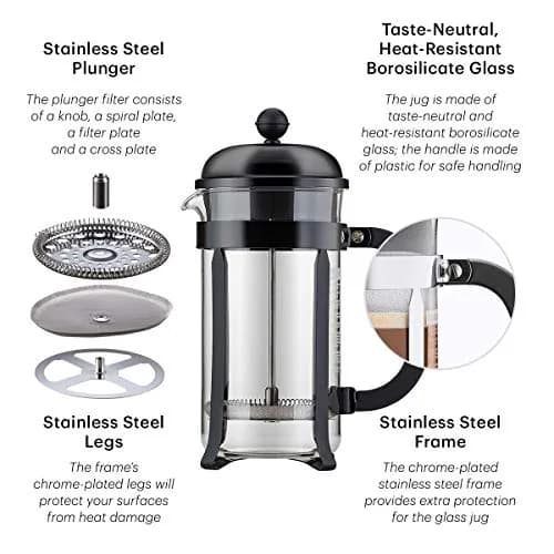 Bodum Chambord French Press Coffee Maker 1L (34oz) | Classic Design, Stainless Steel & Borosilicate Glass thumbnail 4