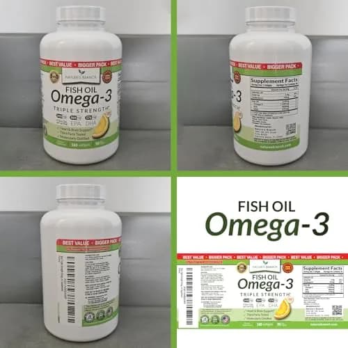 NATURE'S BRANCH Triple Strength Omega 3 Fish Oil 180 Count | Heart, Brain & Eye Health Support thumbnail 9