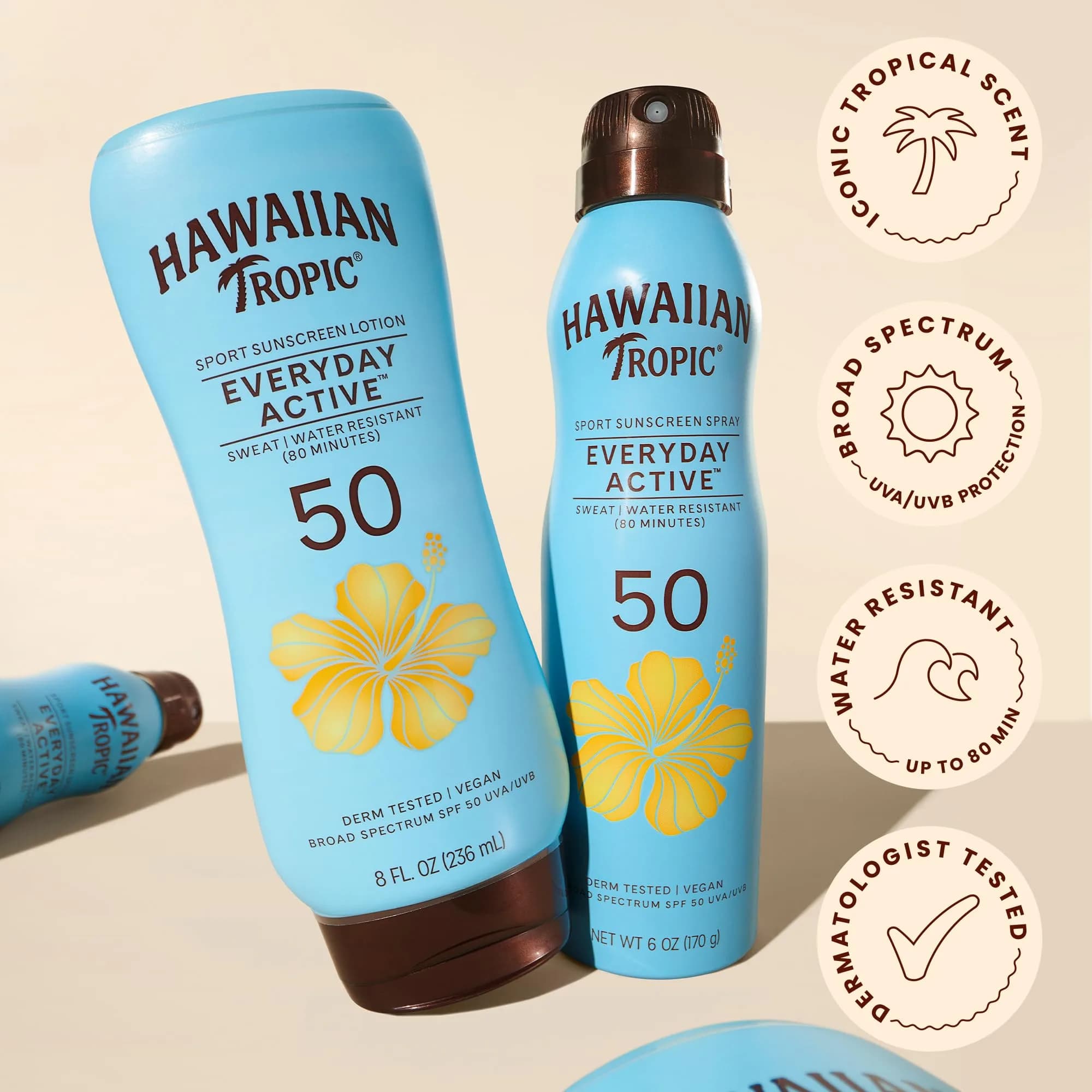 Hawaiian Tropic Everyday Active SPF 50 Sunscreen Lotion 236ml (8 Fl Oz) | Dermatologist Tested & Water Resistant - view 5
