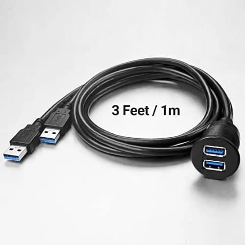 ICESPRING Dual USB 3.0 Flush Mount Extension Cable 0.91m (3 Feet) | High-Speed Data Transfer for Vehicles thumbnail 5